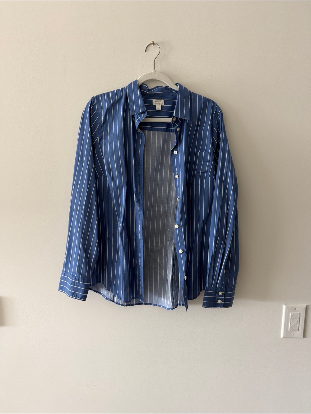 J. Crew Navy and White Striped Button-Down Shirt